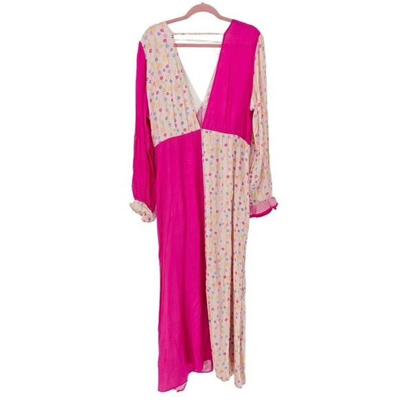 Julyliebe Pink White Floral Long Sleeve Ruffle Sleeve Dress Size NWT XXL - Picture 4 of 14